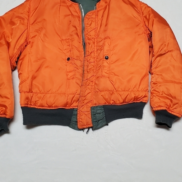 VINTAGE 80s US Army Green Orange Reversible Flyers Jacket Flight Jacket Airforce - Picture 13 of 16